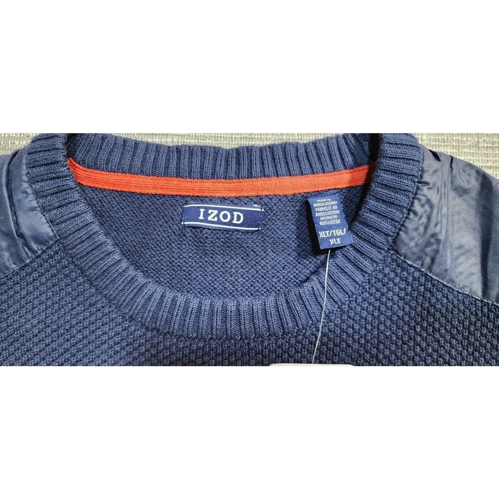 IZOD Navy Crewneck Sweater Knit Long Sleeve XL Tall NWT‎